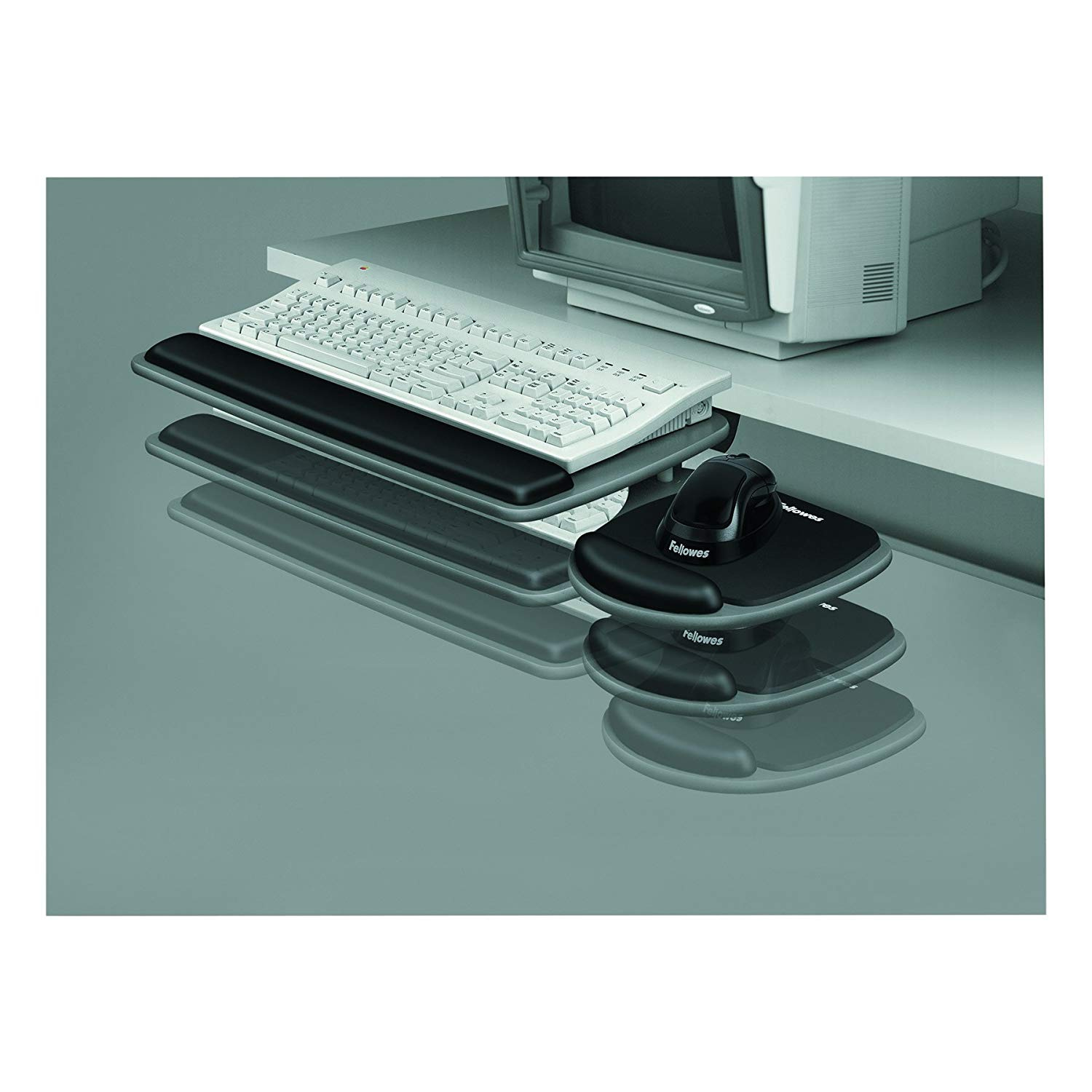 Fellowes Adjustable Standard Keyboard Platform 20-1/4w x 11-1/8d Graphite/Black Fellowes Adjustable Standard Keyboard Platform 20-1/4w x 11-1/8d Graphite/Black