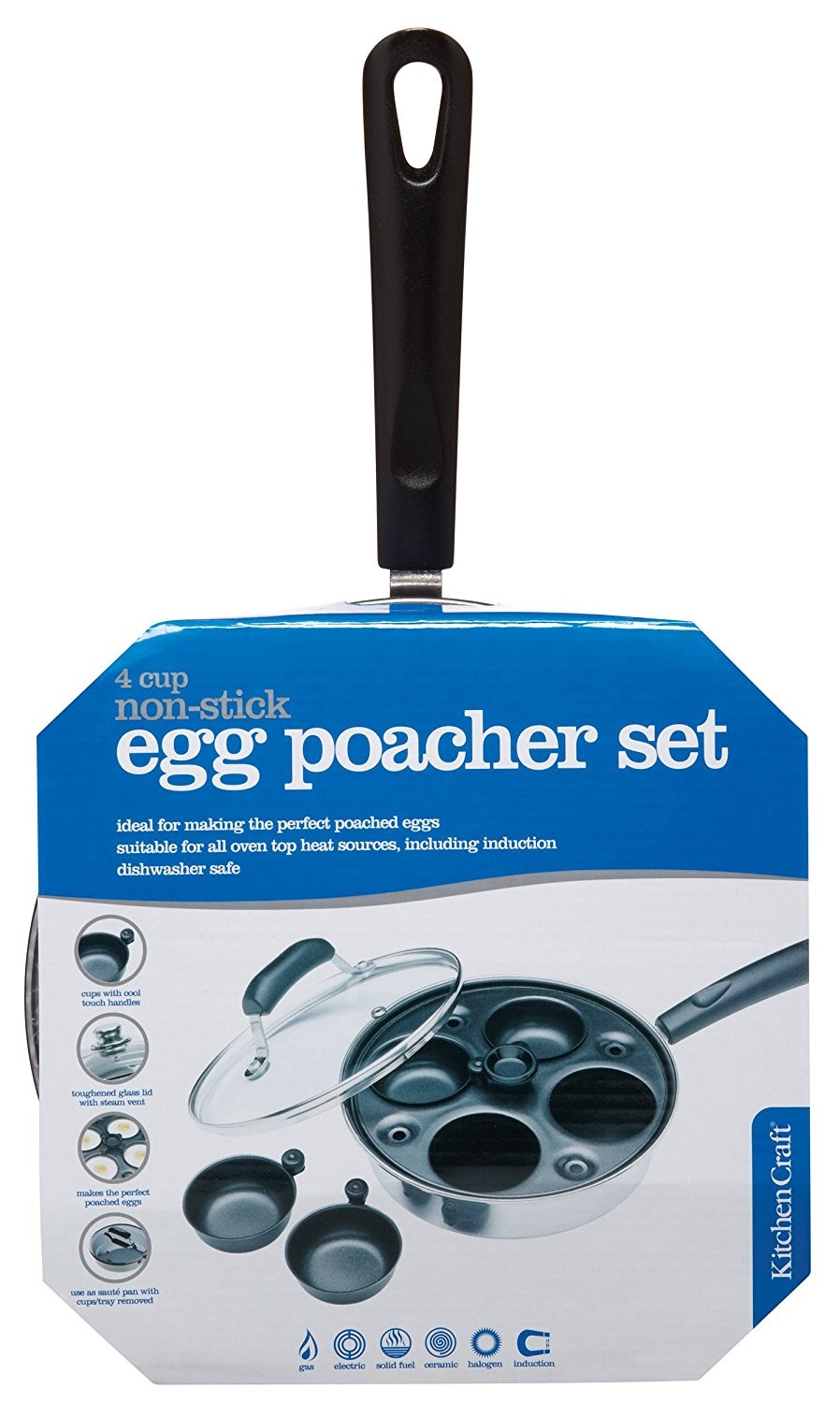 KitchenCraft Carbon Steel Non Stick Induction Safe 4-Cup Egg Poacher 21 cm KitchenCraft Carbon Steel Non Stick Induction Safe 4-Cup Egg Poacher 21 cm