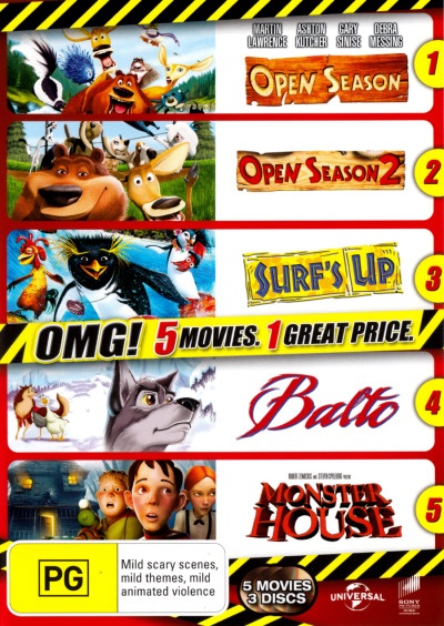 Balto Monster House Open Season Open Season 2 Surf S Up 5 Movies 3 Discs By Usphe Shop Online For Movies Dvds In The United States