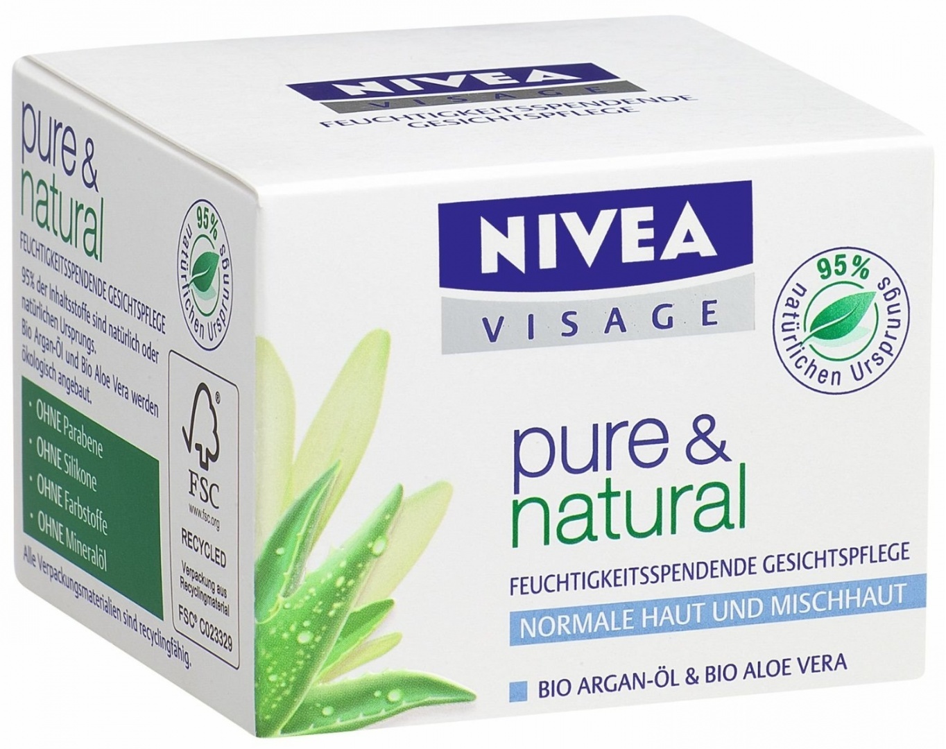 nivea pure & natural moisturising day cream
