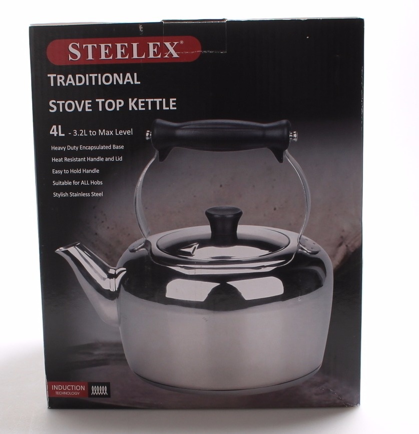 Steelux 4 Litre Traditional Stainless Steel Stove Top Kettle Kettles Small Kitchen Appliances