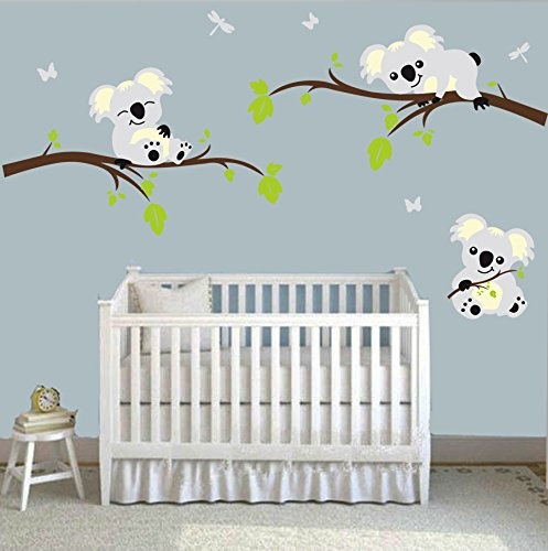 Kids baby nursery wall decal koala tree branch wall sticker decor for baby rooms Koala Branch I