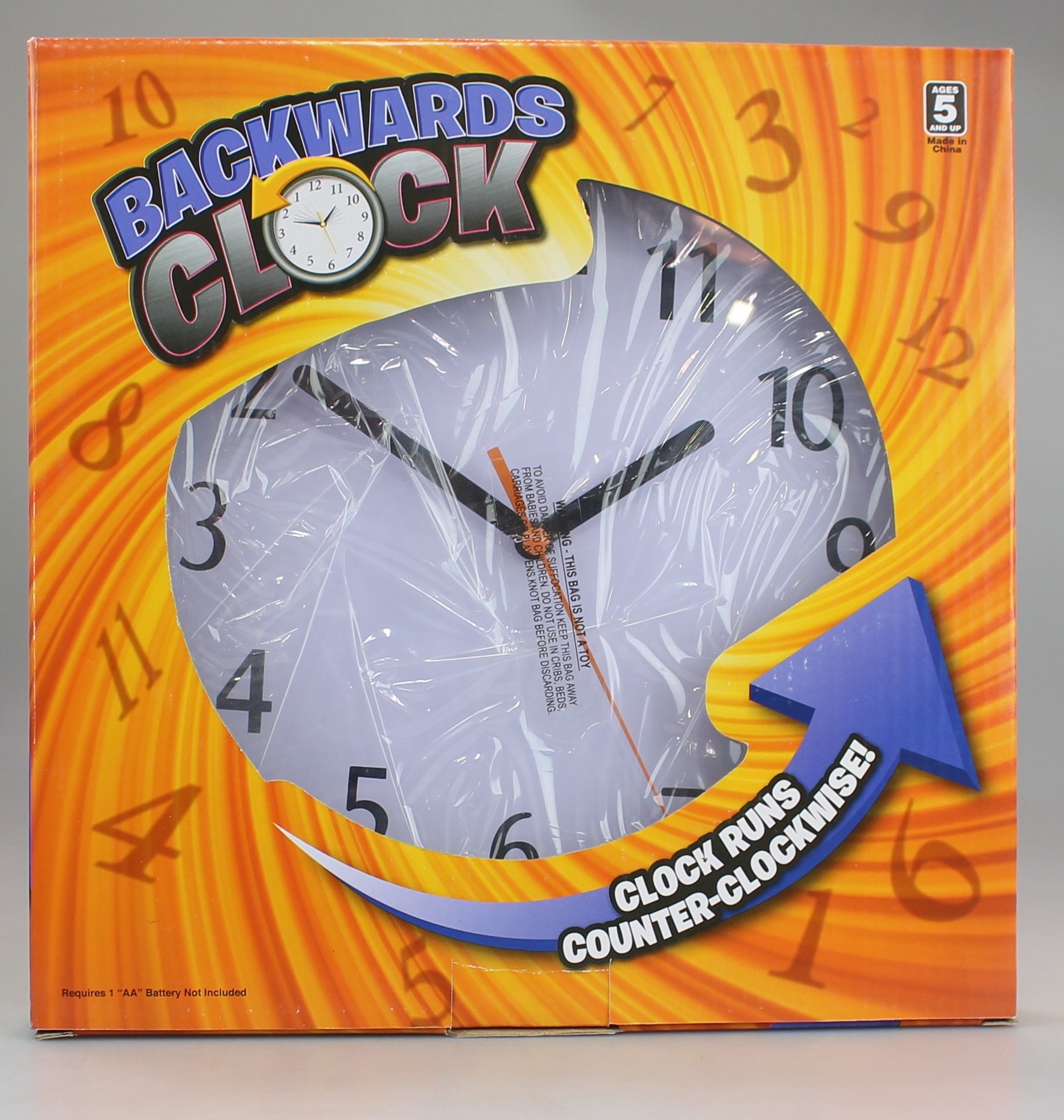 Novelty Gag Joke Office Gift or Decor Latecomer gift Backwards Wall Joke Clock