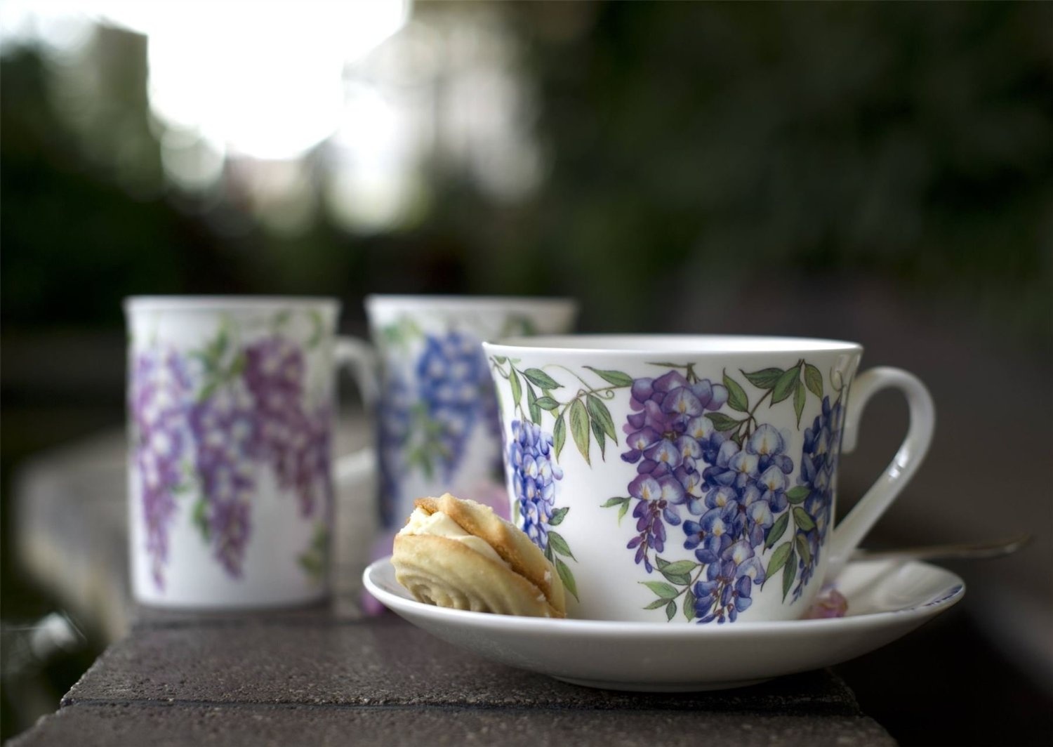 Roy Kirkham Jumbo Breakfast Cup and Saucer in Wysteria Design