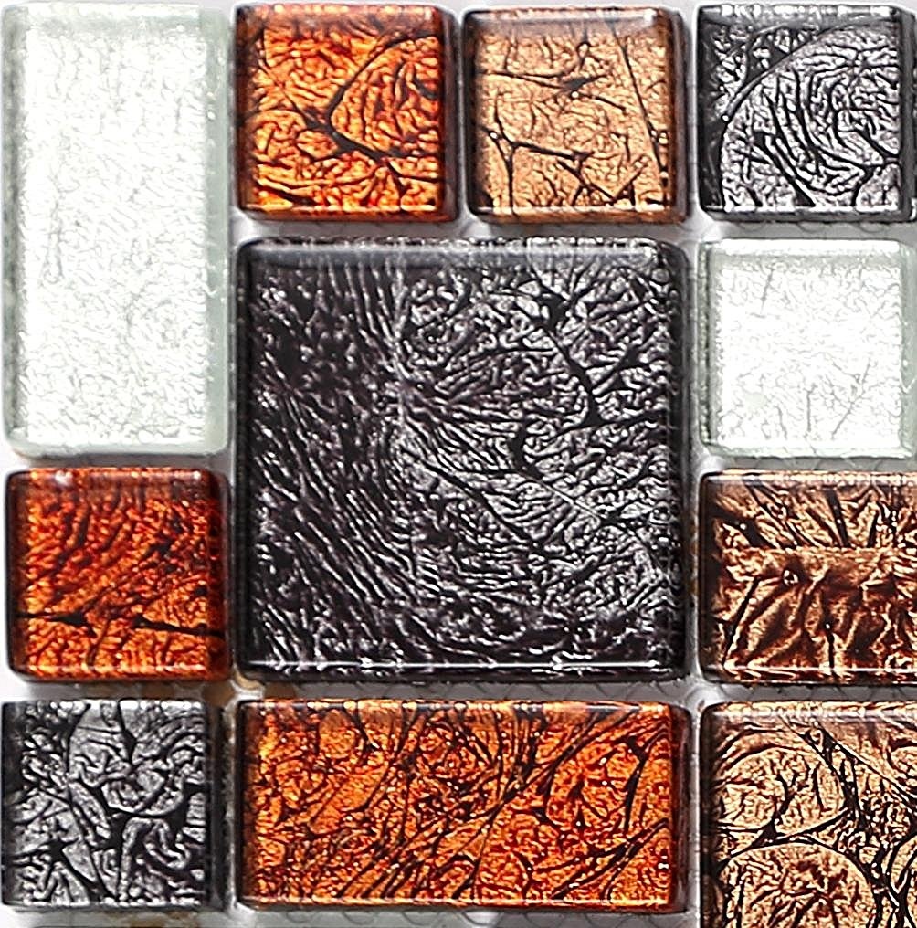 Autumn Hong Kong Foil Modular Mix Glass Mosaic Tiles Sheet MT0064 11