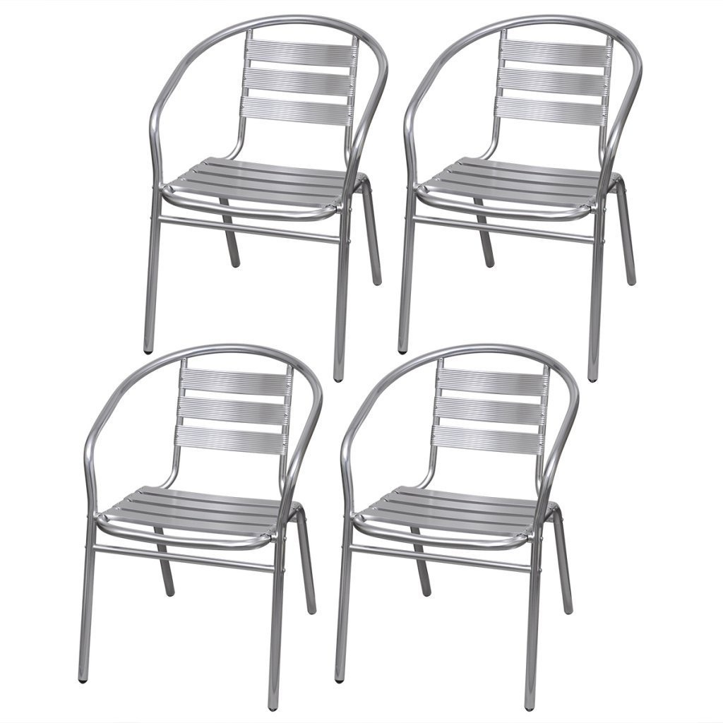 Anself Aluminium Stackable Dining Garden Outdoor Chairs Silver Set Of 4 By Anself Shop Online For Homeware In Indonesia
