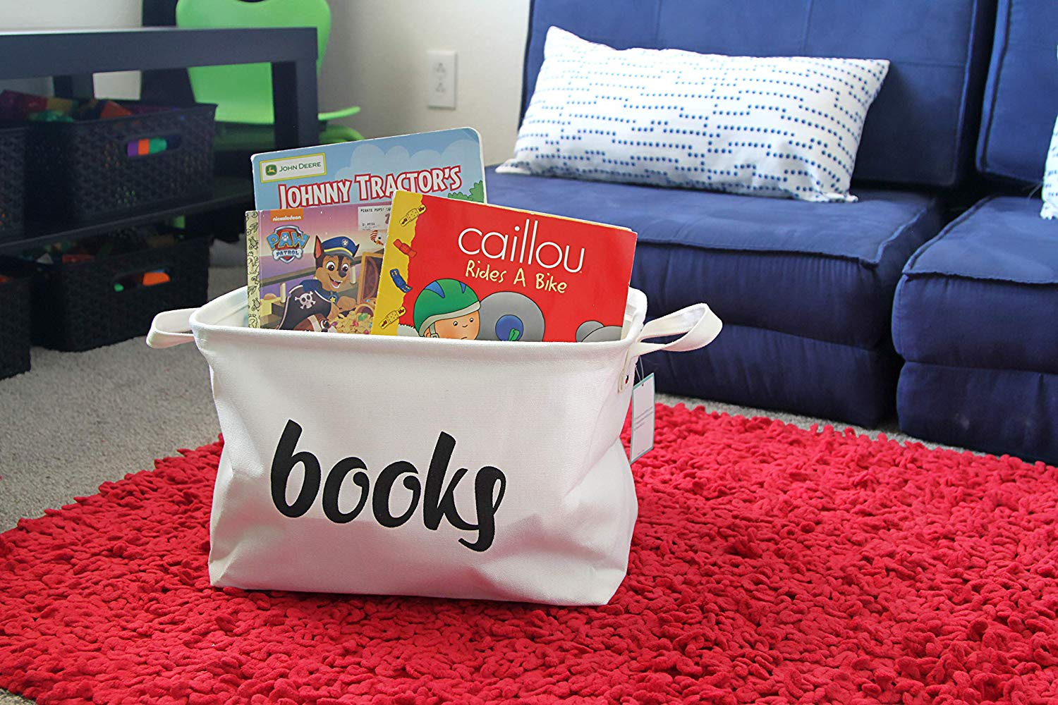 White Medium Fawn Hill Co Book Storage Box Basket for Kids or Pets