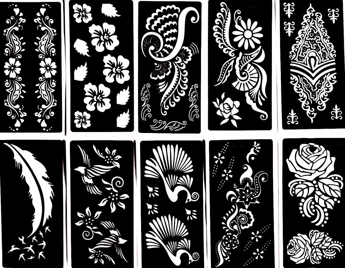 henna stencil tattoo 10 sheets self adhesive temporary tattoo template beautiful body art painting mehndi designs by gilded girl shop online for beauty in the united states