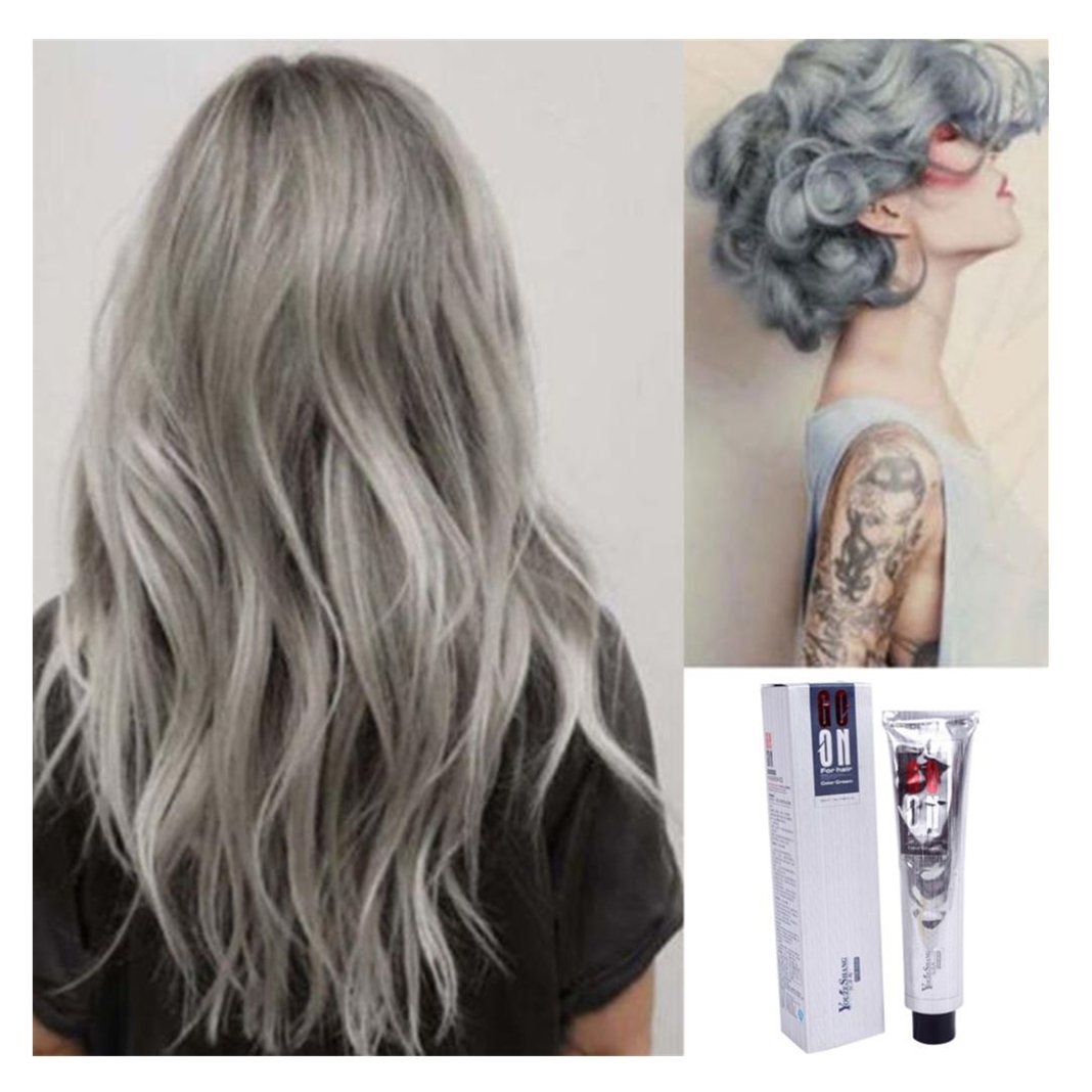 Kingko 100ml Silver Ash Light Grey Hair Colour Permanent Hair