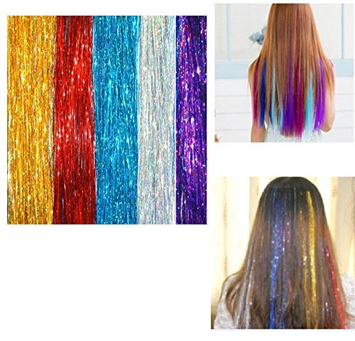 Homgaty 500 Strands Hair Tinsel Sparkling Hair Extention Strands