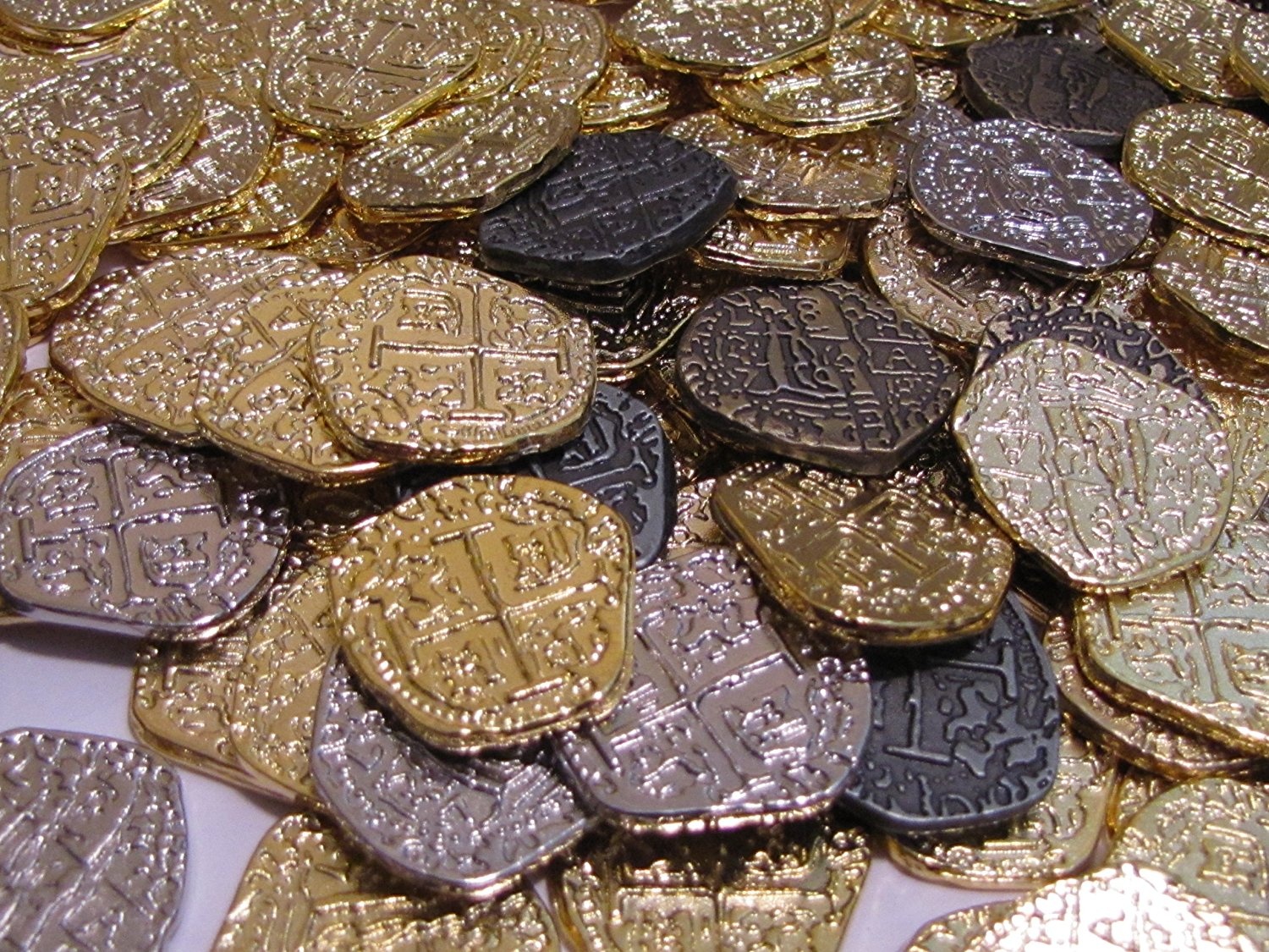 200 Pirate Coins Toy Metal Gold and Silver Doubloons