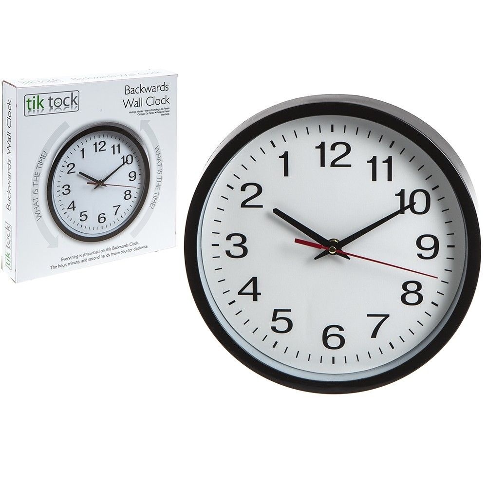 Black And White Backwards Round Face Wall Clock Novelty Clock Reverse Anti By Unbranded Shop Online For Homeware In Indonesia