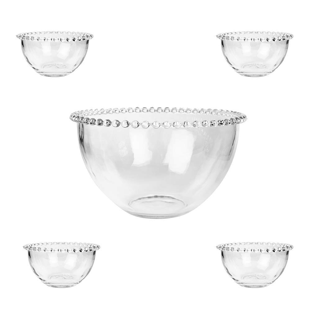 Tableware Dibor Glass Bowl With Beaded Edges Set of 4 Bowls
