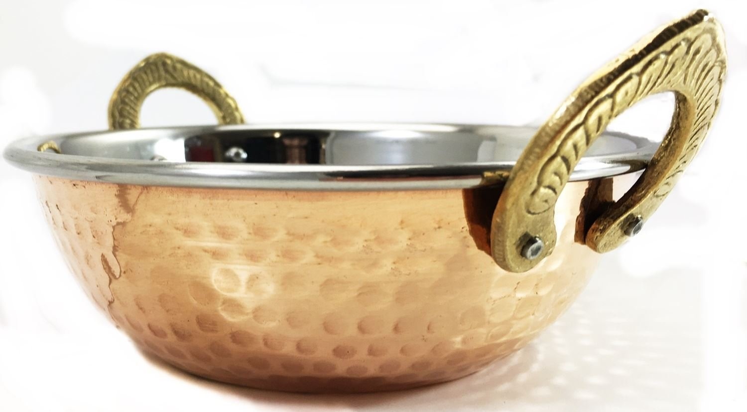 Home & Kitchen Stainless Steel Balti Dishes with Copper Bottom Indian