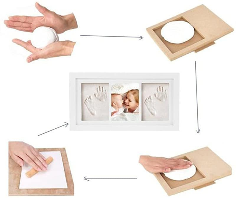 Memorable Keepsake Box Decorations for Room Wall CFtrum Handprint and Footprint Photo Frame kit for Newborn Girls and Boys Unique Baby Shower Gifts Set for Registry