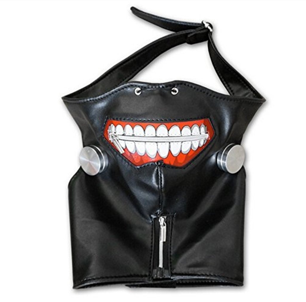 1PCS Cosplay Tokyo Ghoul Kaneki Ken Adjustable Zipper PU Leather Mask Halloween Prop with an Attachable and Detatchable Eye Patch