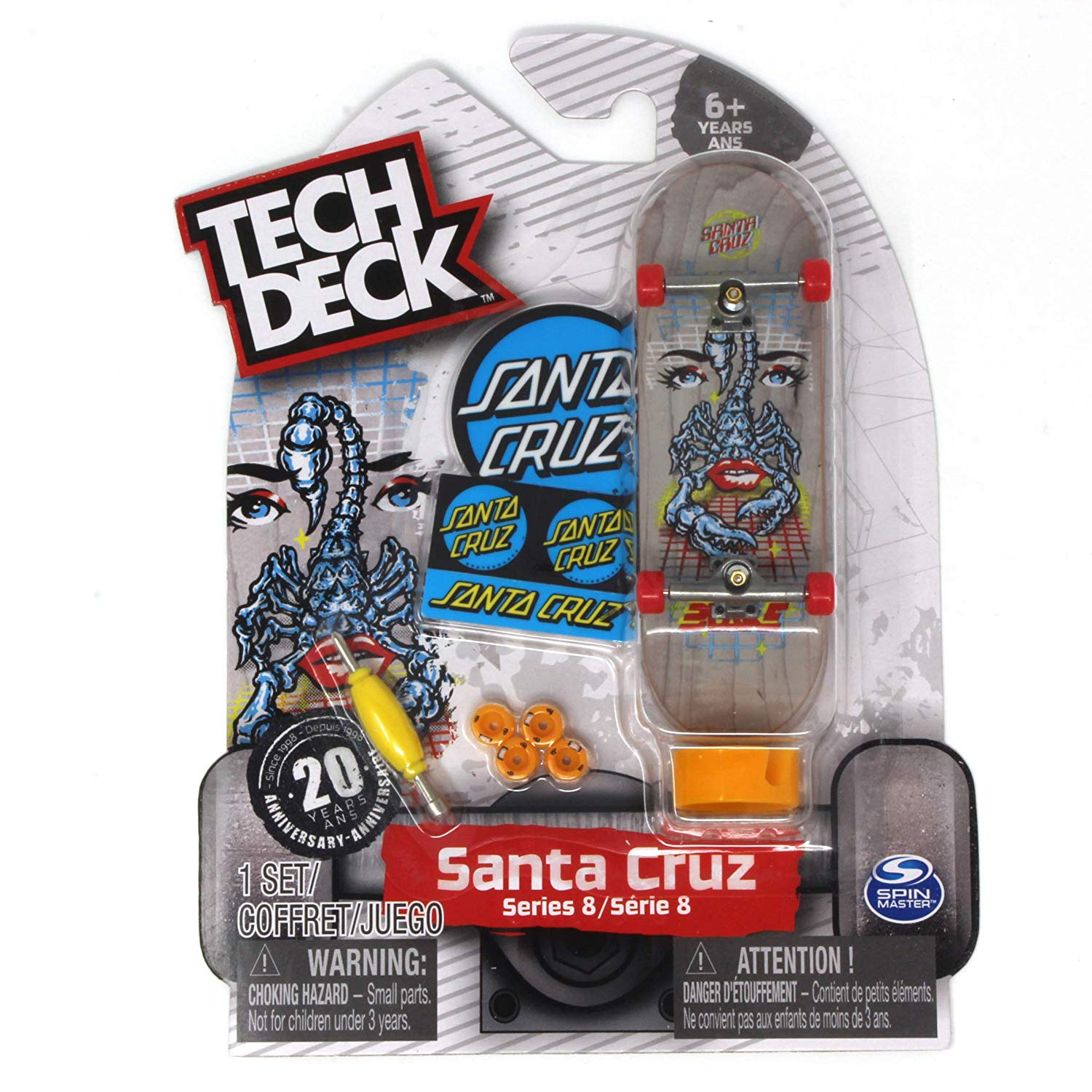 Tech Deck SANTA CRUZ Series 8 Skate Fingerboard 2018 Pink Skull New On