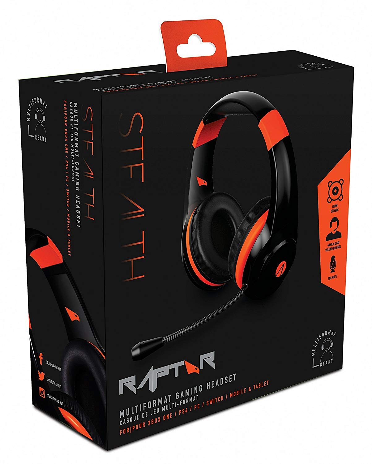 Stealth Raptor Multi Format Gaming Headset For Playstation Ps4 Xbox One Pc Nintendo Switch Mobile Tablet Black Orange By Stealth Shop Online For Games In Fiji