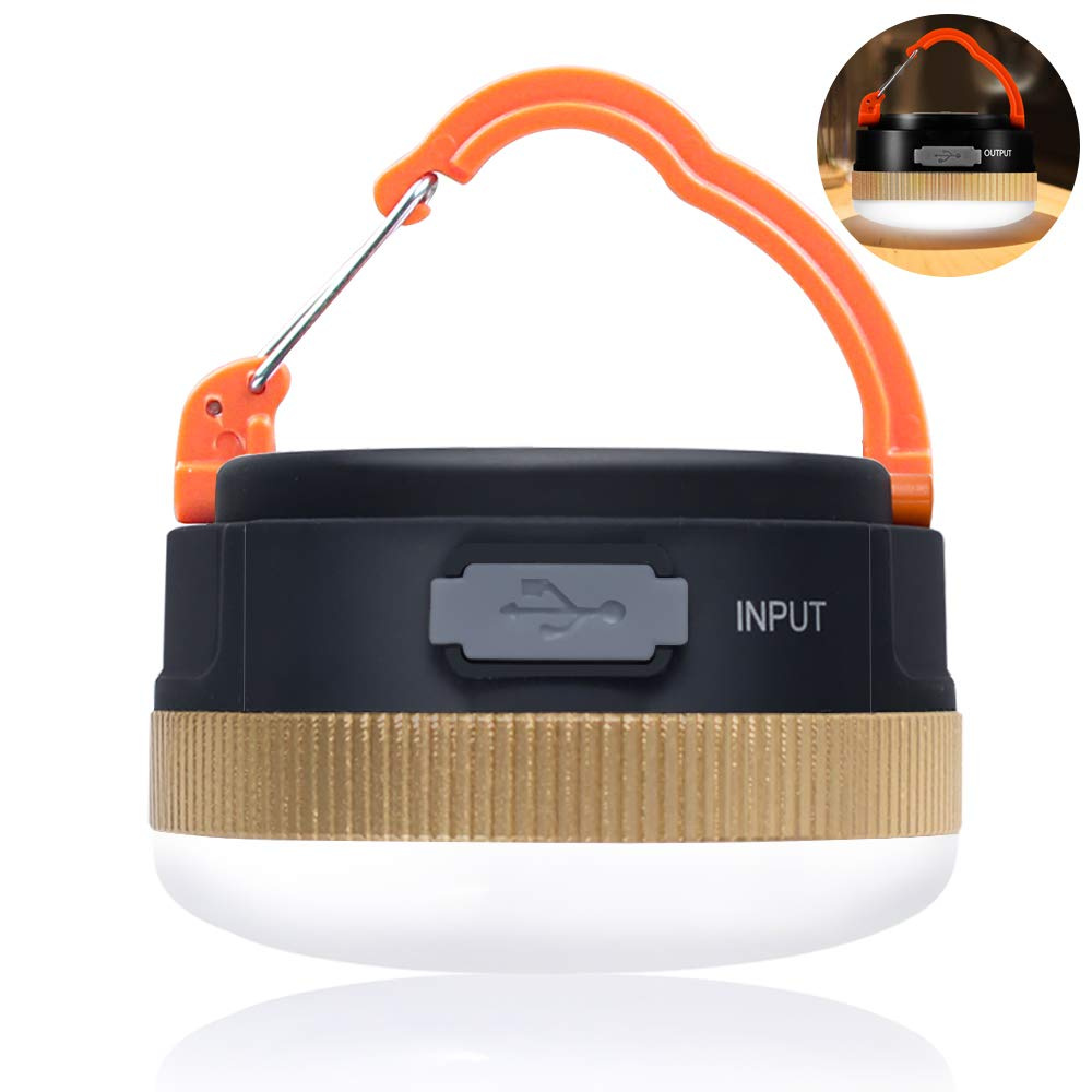 LETOUR LED Work Light Bulb with Hanging,USB Rechargeable Camping Light 60W 5000Lumens 5 Levels Dimmable,Outdoor Portable Light Camping//Patio//Garden//BBQ