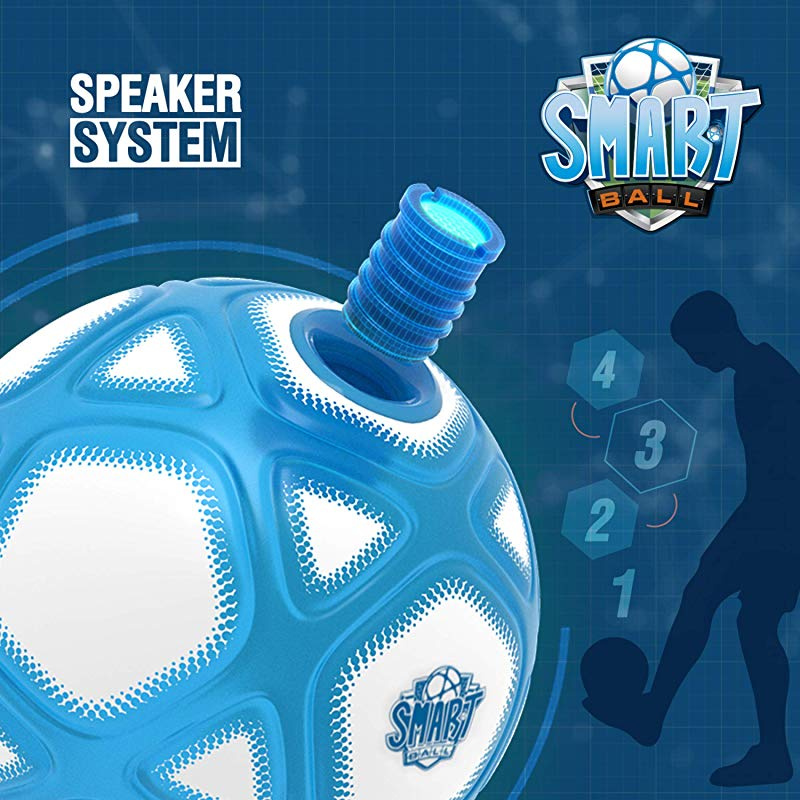 White Smart Ball SBCB1B Gift for Boys Girls Age 3,4,5,6,7,8,9,10,12 Years Old Kick Up Counting Power Ball with Glow Lights and Sounds Training Kids Football