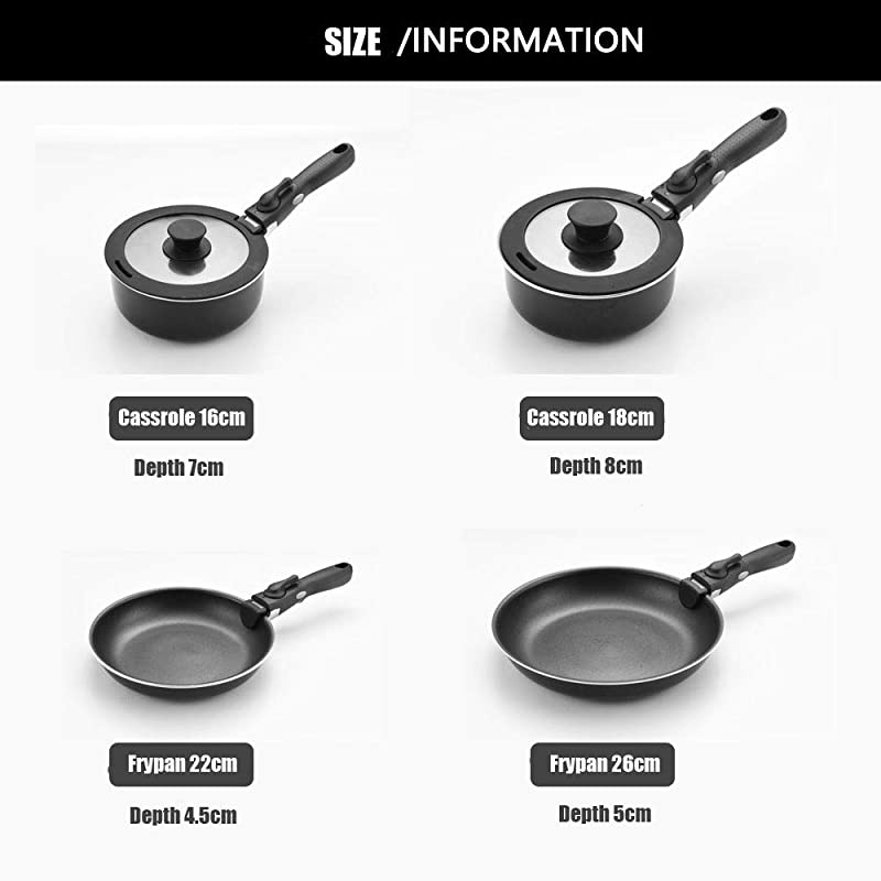 Pots & Pans Black 12 pieces 12 Piece NonStick Cookware Set NonStick Pans and Pots with